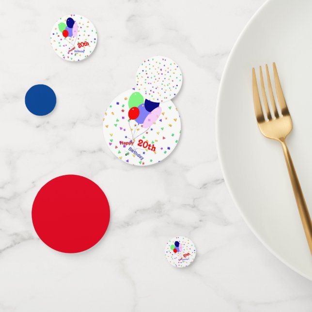 Colourful Happy 20th Birthday Balloons Confetti (Group)