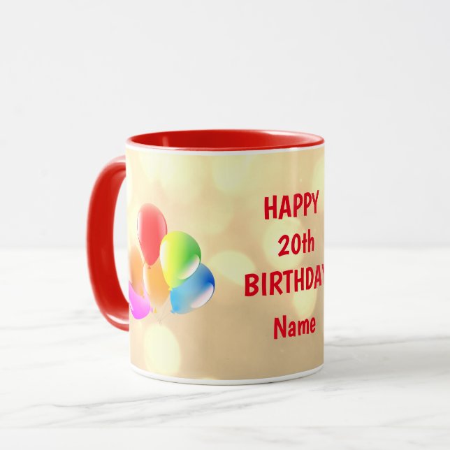 Colourful Happy 20th Birthday Personalised Mug (Front Left)