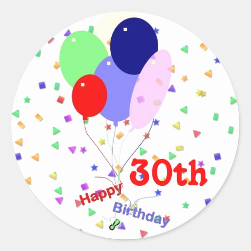 Happy 30th Birthday Stickers & Labels | Zazzle UK