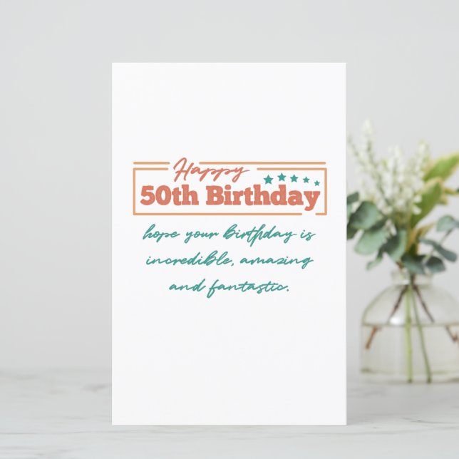 colourful Happy 50th Birthday wishes (Standing Front)