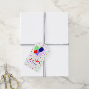 Colourful Happy 60th Birthday Balloons Gift Tags