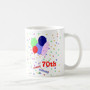 Colourful Happy 70th Birthday Balloons Coffee Mug