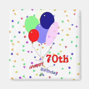 Colourful Happy 70th Birthday Balloons Magnet
