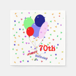 Colourful Happy 70th Birthday Balloons Napkin