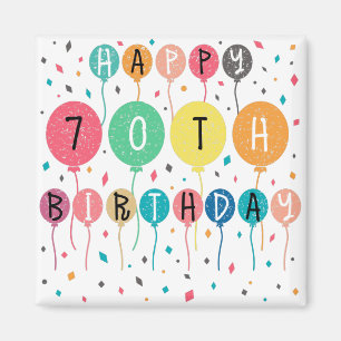 Colourful Happy 70th birthday with balloons Magnet