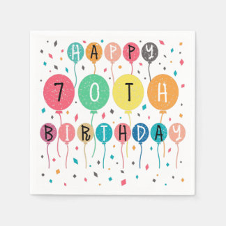 Colourful Happy 70th birthday with balloons Napkin