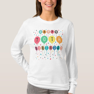 Colourful Happy 70th birthday with balloons T-Shirt