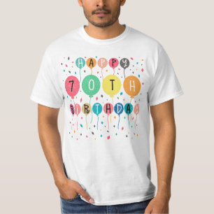 Colourful Happy 70th birthday with balloons T-Shirt