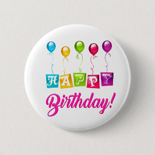 Colourful Happy Birthday 6 Cm Round Badge