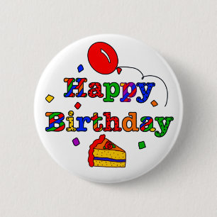 Colourful Happy Birthday     6 Cm Round Badge