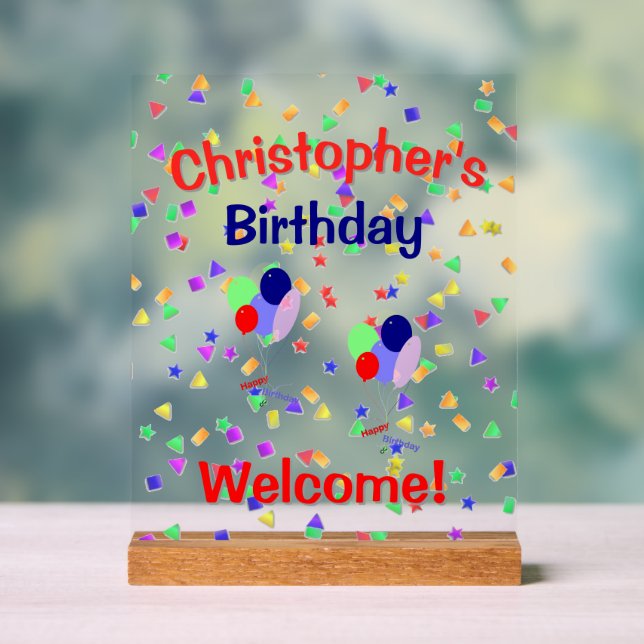 Colourful Happy Birthday Acrylic Sign (Neutral)