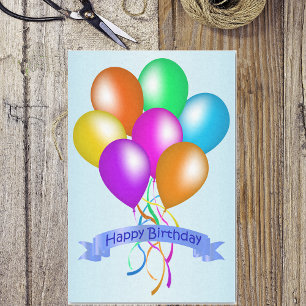 Colourful Happy Birthday Balloons Banner Party Tissue Paper