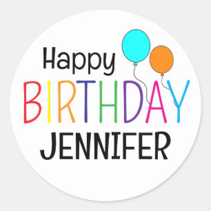Colourful Happy Birthday Balloons Personalised  Classic Round Sticker
