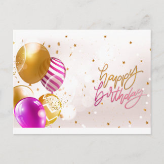 Colourful Happy Birthday Balloons Postcard