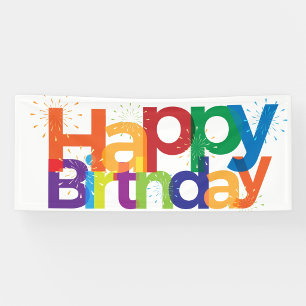 Colourful Happy Birthday Burst Banner 