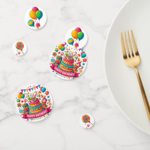 Colourful Happy Birthday Cake Celebration Confetti
