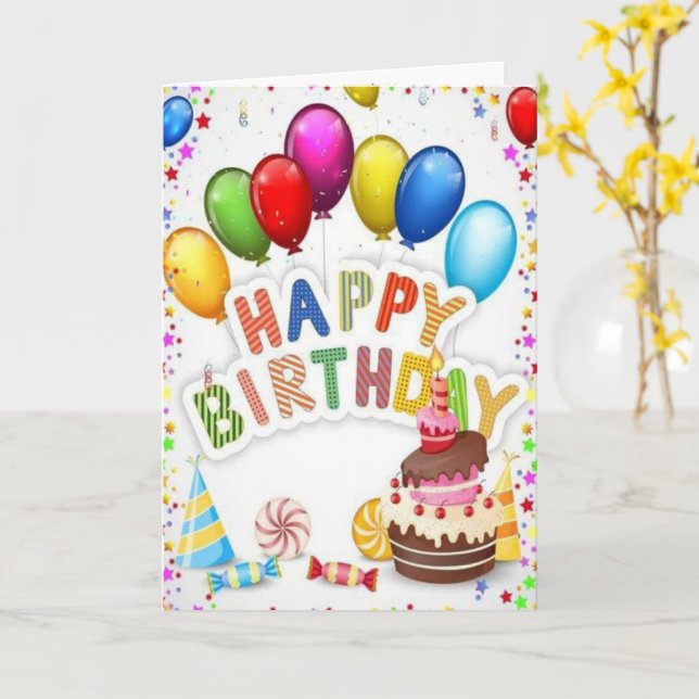 Colourful Happy Birthday Card (Yellow Flower)