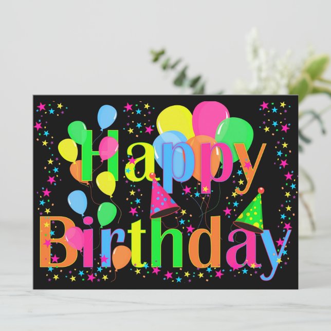 COLOURFUL HAPPY BIRTHDAY CARD (Standing Front)