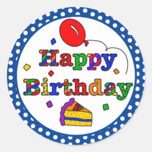 Colourful Happy Birthday Classic Round Sticker