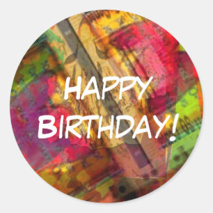 Colourful Happy Birthday Classic Round Sticker