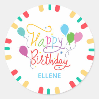 Colourful Happy Birthday Classic Round sticker