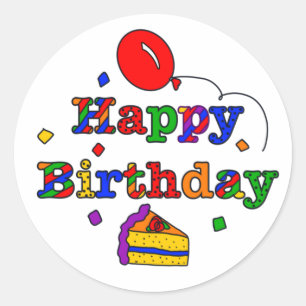 Colourful Happy Birthday Classic Round Sticker