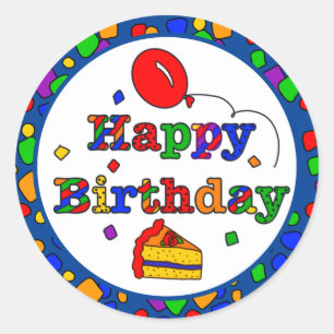 Colourful Happy Birthday Classic Round Sticker