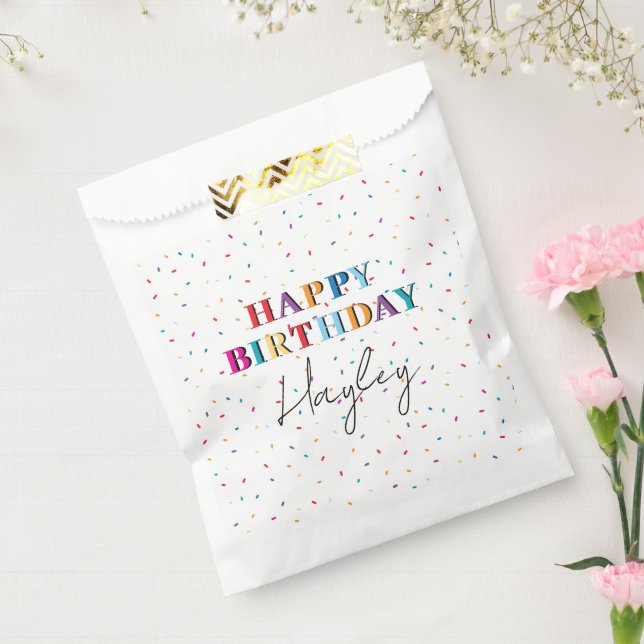 Colourful Happy Birthday Custom Name Confetti Favour Bags (Sealed)