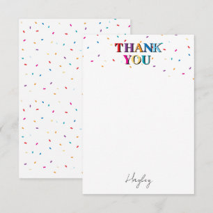 Colourful Happy Birthday Custom Name Confetti Thank You Card