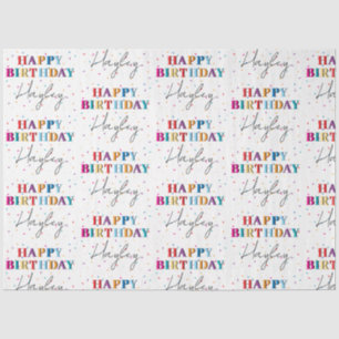 Colourful Happy Birthday Custom Name Confetti Tissue Paper