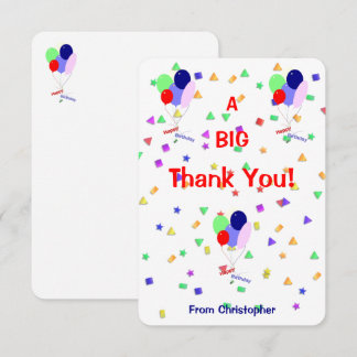 Colourful Happy Birthday Flat Thank You Card