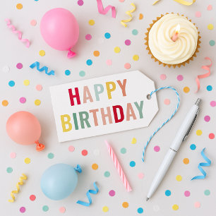 Colourful Happy Birthday Gift Tags