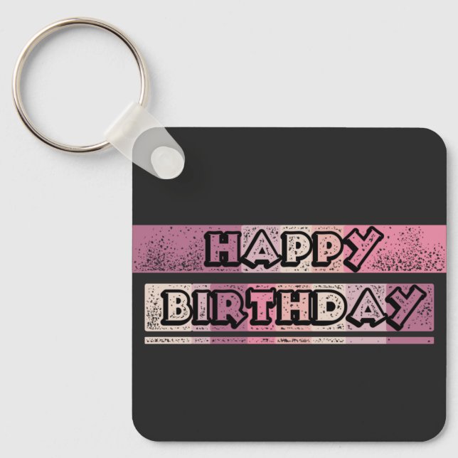 colourful happy birthday key ring (Front)