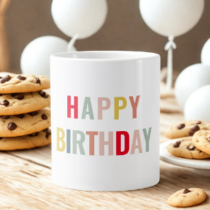 Colourful Happy Birthday  Large Coffee Mug
