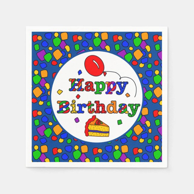 Colourful Happy Birthday Napkin (Front)
