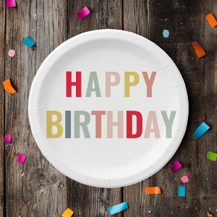 Colourful Happy Birthday Paper Plate