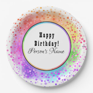 Colourful Happy Birthday Paper Plate - HAMbyWG