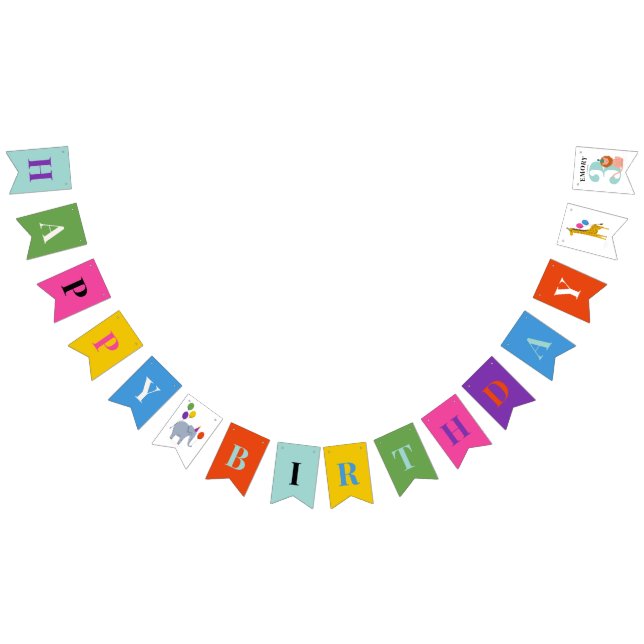 Colourful Happy Birthday Party Animals Bunting (All)