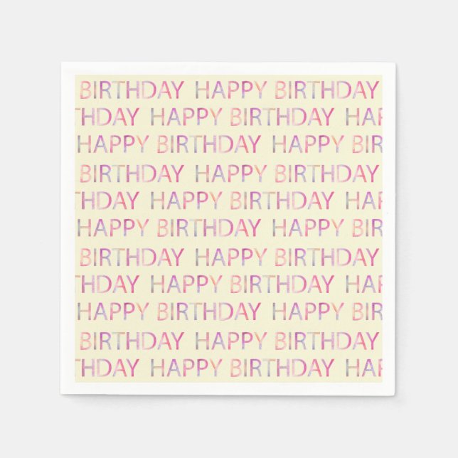 Colourful Happy Birthday Party Napkins (Front)