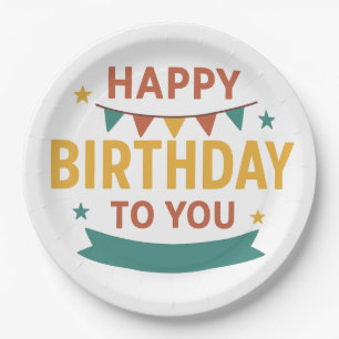 Colourful Happy Birthday Party Paper Plate – Custo