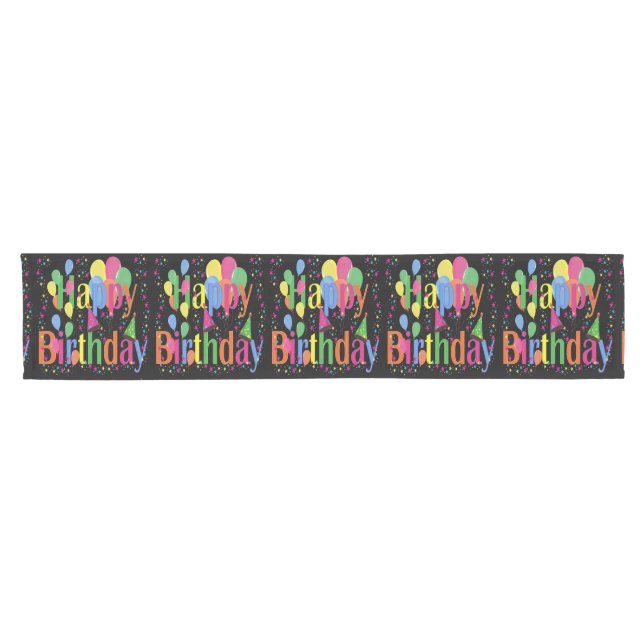 Colourful Happy Birthday Party Table Runner (Horizontal)