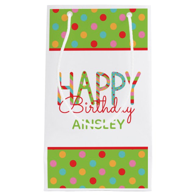 Colourful Happy Birthday Personalised Gift Bag (Front)