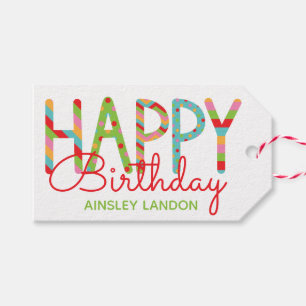 Colourful Happy Birthday Personalised Gift Tags