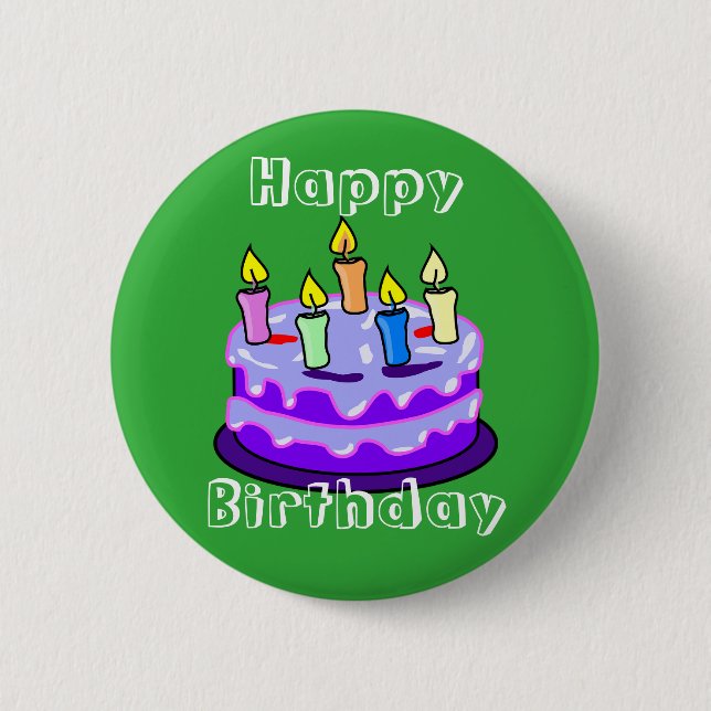 Colourful Happy Birthday Pin Button (Front)