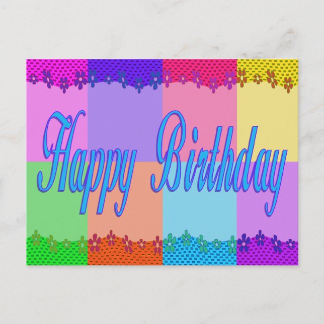 Colourful Happy Birthday Postcard (Front)