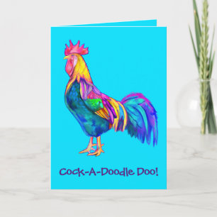 Colourful Happy Birthday Rooster Card