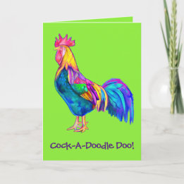 Colourful Happy Birthday Rooster Card