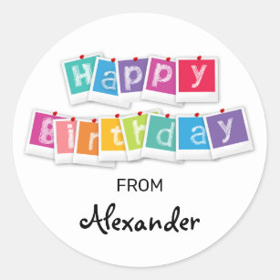 Colourful Happy Birthday Stickers for Gifts