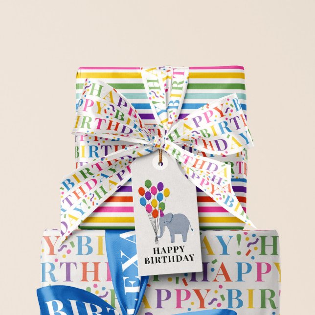 Colourful Happy Birthday Text with Confetti Satin Ribbon (Creator Uploaded)