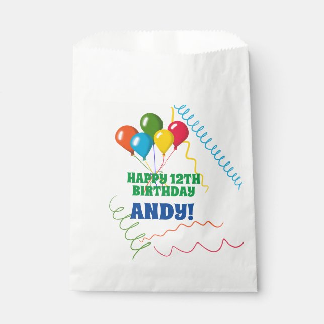 Colourful Happy Birthday with Balloons Favour Bags (Front)
